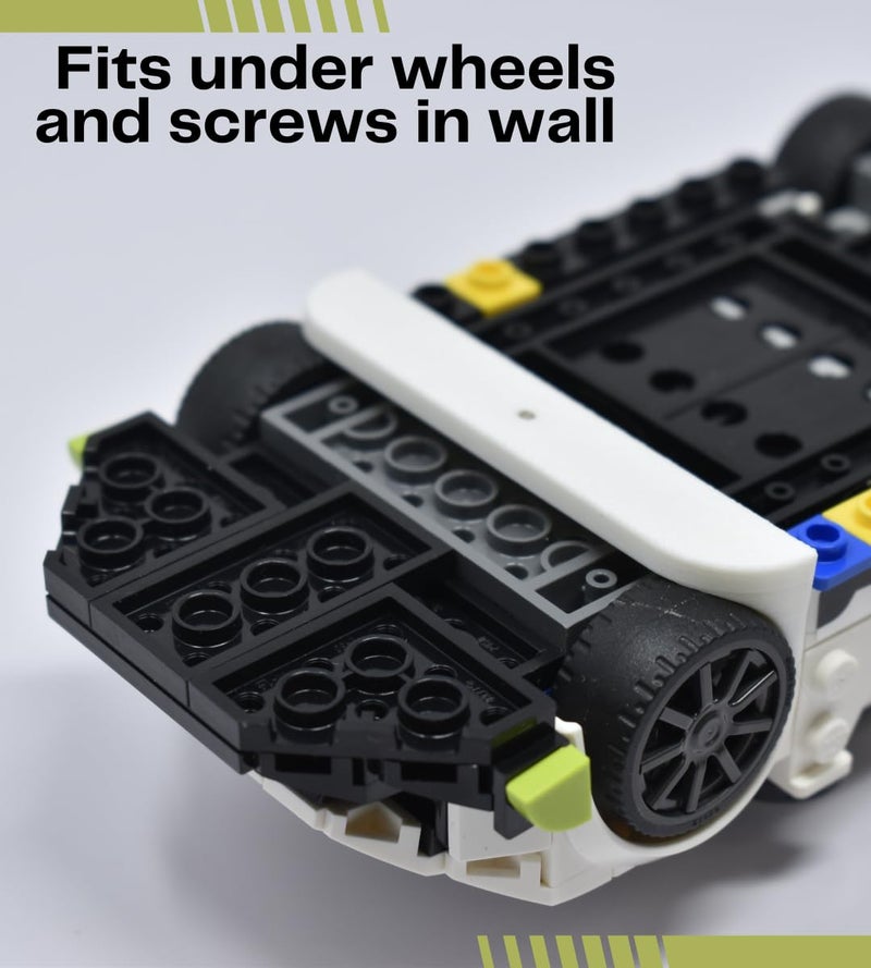 Chatelet Collectible Car Display Wall Mount | Low Profile Design Compatible with Lego Car Models | Display Cars by Wheels on Wall | Made in USA (White 10-Pack) - Image 4
